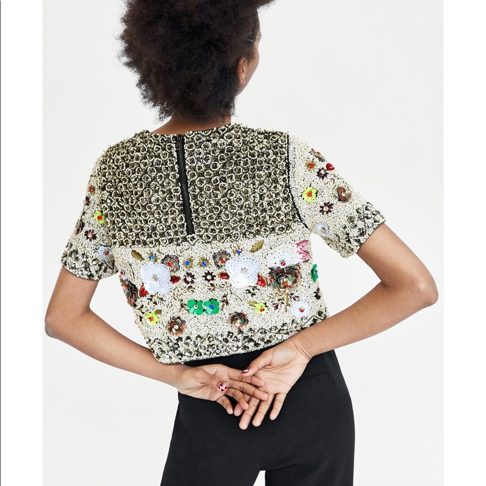 ZARA SEQUIN BEADED EMBELLISHED TOP // LIMITED ETD - Picture 3 of 8